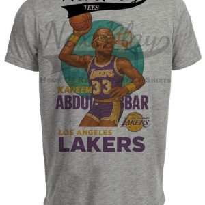 Los Angeles Lakers Kareem Abdul-Jabbar Exclusive Retro Basketball 1985 Artwork Heather Gray Sublimated T-Shirt