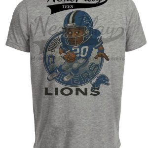 Detroit Lions Retro Barry Sanders Football 1991 Artwork Heather Gray Sublimated T-Shirt