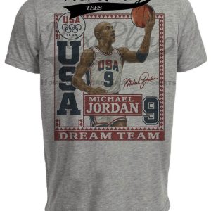 USA Olympics Michael Jordan Dream Team Exclusive Retro Basketball 1992 Artwork Heather Gray Sublimated T-Shirt