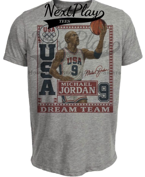 USA Olympics Michael Jordan Dream Team Exclusive Retro Basketball 1992 Artwork Heather Gray Sublimated T-Shirt