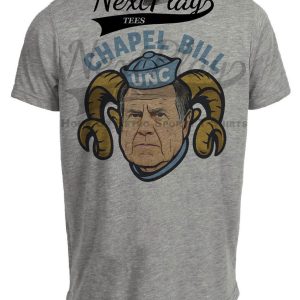 North Carolina Tar Heels Chapel Bill Belichick Retro Football Artwork Heather Gray Sublimated T-Shirt