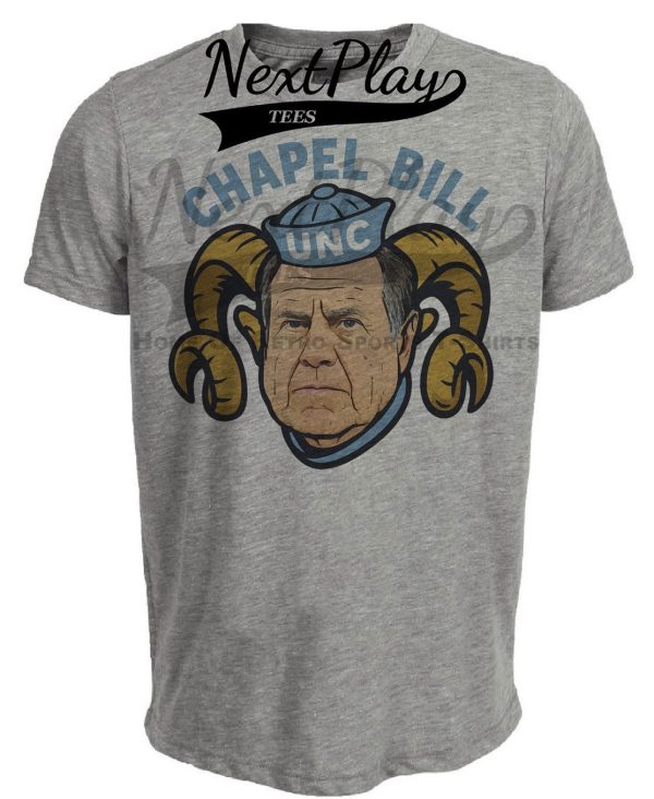 North Carolina Tar Heels Chapel Bill Belichick Retro Football Artwork Heather Gray Sublimated T-Shirt