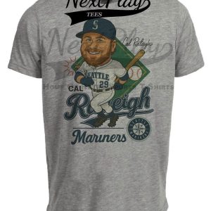 Seattle Mariners Cal Raleigh Retro Baseball Artwork Heather Gray Sublimated T-Shirt