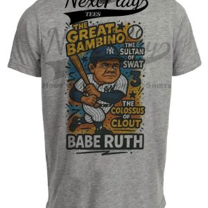 New York Yankees Babe Ruth Exclusive The Great Bambino Retro Baseball Artwork Heather Gray Sublimated T-Shirt