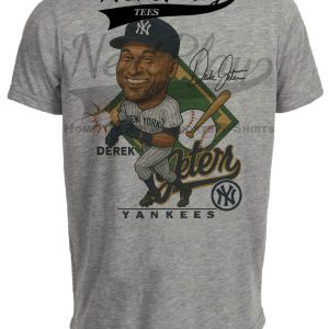 New York Yankees Derek Jeter Exclusive Retro Baseball 1994 Artwork Heather Gray Sublimated T-Shirt