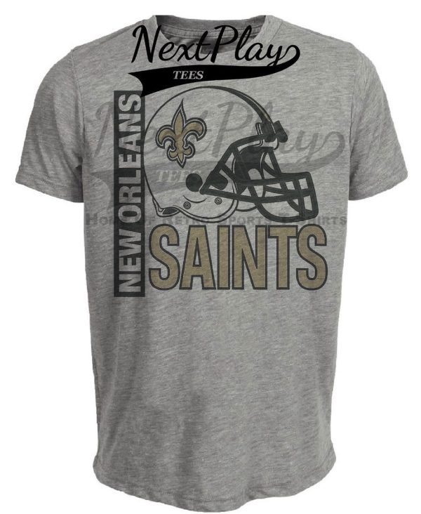 New Orleans Saints Retro Rivals Football Helmet Artwork Heather Gray Sublimated T-Shirt
