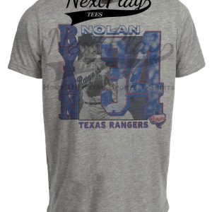 Texas Rangers Nolan Ryan Retro Baseball 1990 Artwork Heather Gray Sublimated T-Shirt