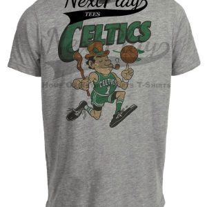 Boston Celtics Mascot Retro Basketball 1988 Artwork Heather Gray Sublimated T-Shirt