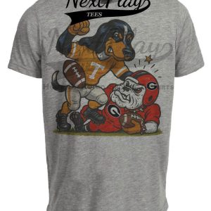 Tennessee Volunteers vs. Georgia Bulldogs Retro Rivalries Football Artwork Heather Gray Sublimated T-Shirt