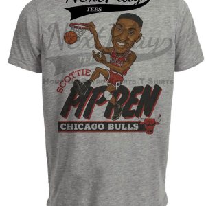 Chicago Bulls Scottie Pippen Retro Basketball 1996 Artwork Heather Gray Sublimated T-Shirt