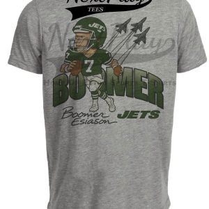 New York Jets Boomer Esiason Retro Football 1993 Artwork Heather Gray Sublimated T-Shirt