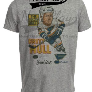 St. Louis Blues Brett Hull Retro 1989 Artwork Heather Gray Sublimated T-Shirt