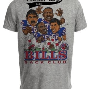 Buffalo Bills Sack Club Retro Bruce Smith Football 1987 Artwork Heather Gray Sublimated T-Shirt