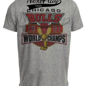Chicago Bulls Retro World Champs Basketball 1991 Artwork Heather Gray Sublimated T-Shirt