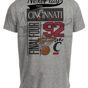 Cincinnati Bearcats Final Four Retro Basketball 1992 Artwork Heather Gray Sublimated T-Shirt