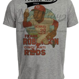 Cincinnati Reds Frank Robinson Exclusive Retro Baseball Skyline 1961 Artwork Heather Gray Sublimated T-Shirt