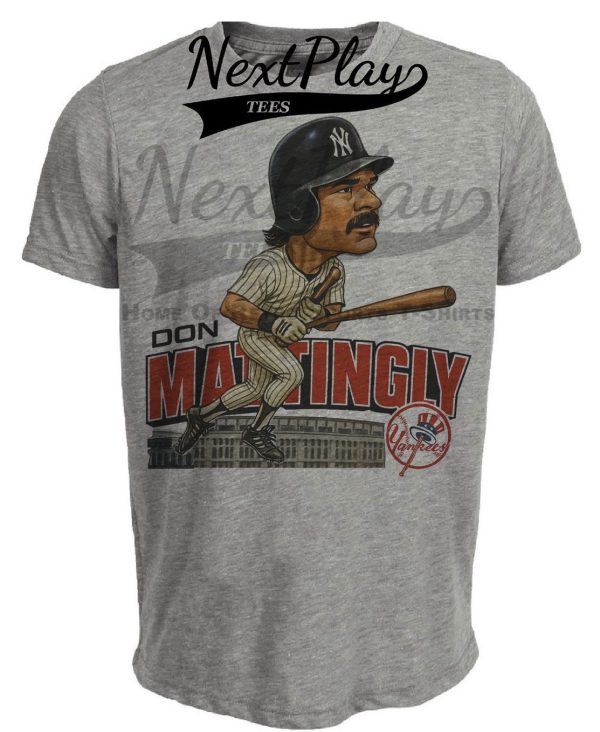 New York Yankees Retro Don Mattingly Baseball 1987 Artwork Heather Gray Sublimated T-Shirt