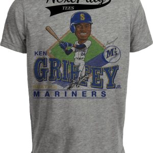 Seattle Mariners Ken Griffey Jr. Retro Baseball 1990 Artwork Heather Gray Sublimated T-Shirt