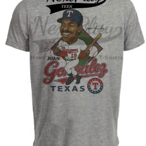 Texas Rangers Juan Gonzalez Exclusive Retro Baseball Caricature 1992 Artwork Heather Gray Sublimated T-Shirt