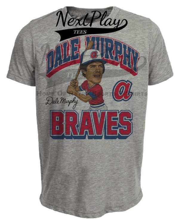 Atlanta Braves Retro Dale Murphy Baseball 1987 Artwork Heather Gray Sublimated T-Shirt