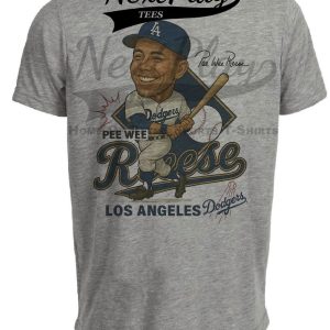 Los Angeles Brooklyn Dodgers Pee Wee Reese Exclusive Retro Baseball Caricature 1958 Artwork Heather Gray Sublimated T-Shirt