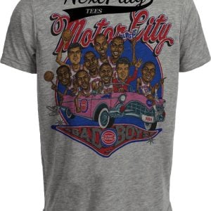 Detroit Pistons Motor City Bad Boys Retro Basketball 1989 Artwork Gray Sublimated T-Shirt