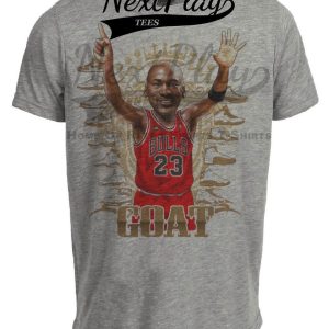 Chicago Bulls Michael Jordan GOAT Retro Basketball Artwork Heather Gray Sublimated T-Shirt