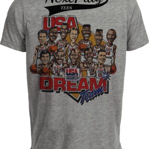 USA Dream Team Olympics Retro Jordan, Bird, Magic Basketball 1992 Artwork Heather Gray Sublimated T-Shirt