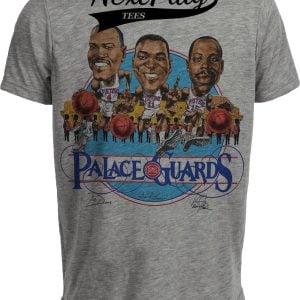 Detroit Pistons Palace Guards Retro Basketball 1990 Artwork Gray Sublimated T-Shirt