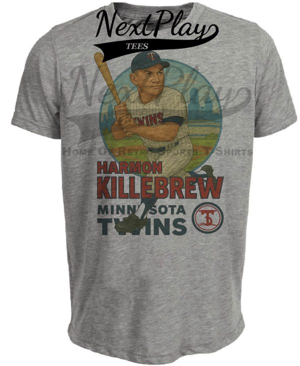Minnesota Twins Harmon Killebrew Exclusive Retro Baseball Skyline 1969 Artwork Heather Gray Sublimated T-Shirt
