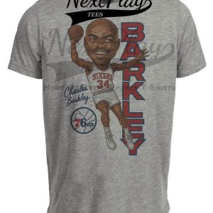 Philadelphia 76ers Charles Barkley Rookie Retro Basketball 1984 Artwork Heather Gray Sublimated T-Shirt