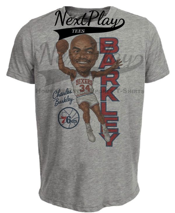 Philadelphia 76ers Charles Barkley Rookie Retro Basketball 1984 Artwork Heather Gray Sublimated T-Shirt