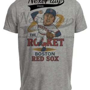 Boston Red Sox Roger Clemens Retro Baseball Caricature 1987 Artwork Heather Gray Sublimated T-Shirt