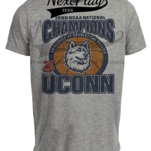 Connecticut UConn Huskies Retro National Champions Basketball 1999 Artwork Heather Gray Sublimated T-Shirt