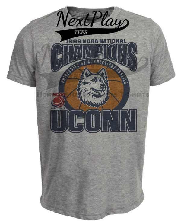 Connecticut UConn Huskies Retro National Champions Basketball 1999 Artwork Heather Gray Sublimated T-Shirt