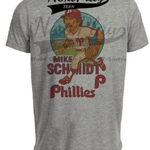 Philadelphia Phillies Mike Schmidt Exclusive Retro Baseball Skyline 1980 Artwork Heather Gray Sublimated T-Shirt
