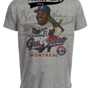 Montreal Expos Vladimir Guerrero Exclusive Retro Baseball Caricature 1999 Artwork Heather Gray Sublimated T-Shirt