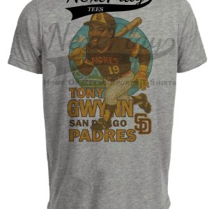 San Diego Padres Tony Gwynn Exclusive Retro Baseball Skyline 1983 Artwork Heather Gray Sublimated T-Shirt