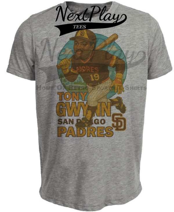 San Diego Padres Tony Gwynn Exclusive Retro Baseball Skyline 1983 Artwork Heather Gray Sublimated T-Shirt