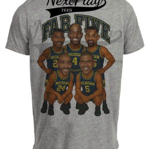 Michigan Wolverines Retro Fab Five Big Blue 1991 Artwork Heather Gray Sublimated T-Shirt