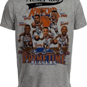 New York Knicks Prime Time Players Retro Starks Ewing Oakley Basketball 1991 Artwork Heather Gray Sublimated T-Shirt