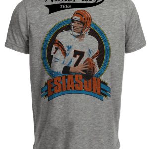 Cincinnati Bengals Boomer Esiason Retro Football 1987 Artwork Gray Sublimated T-Shirt