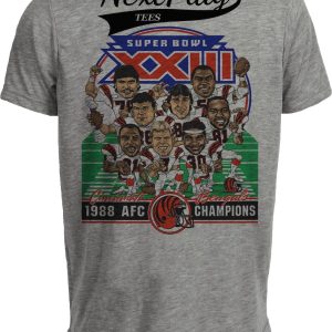 Cincinnati Bengals Super Bowl XXIII AFC Champions Retro Football 1988 Artwork Heather Gray Sublimated T-Shirt