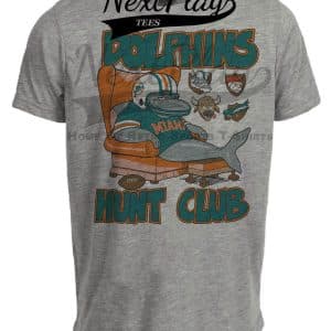Miami Dolphins Hunt Club Retro Football 1992 Artwork Heather Gray Sublimated T-Shirt