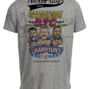 Pittsburgh Steelers AFC Champions Rod Woodson, Kevin Greene Retro Football 1994 Artwork Heather Gray Sublimated T-Shirt