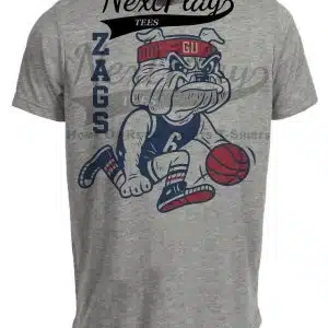 Gonzaga Zags Mascot Retro Basketball Artwork Heather Gray Sublimated T-Shirt