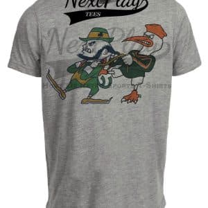 Miami Hurricanes vs. Notre Dame Retro Rivals Choke Mascot Artwork Heather Gray Sublimated T-Shirt