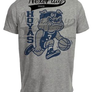 Georgetown Hoyas Dribbling Mascot Retro Basketball Artwork Heather Gray Sublimated T-Shirt