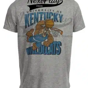 Kentucky Wildcats Dunking Mascot Retro Basketball Heather Gray Sublimated T-Shirt