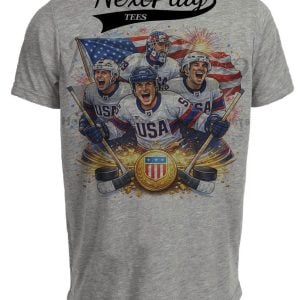 USA Hockey Gold Milano Winter Olympics Gray Sublimated T-Shirt